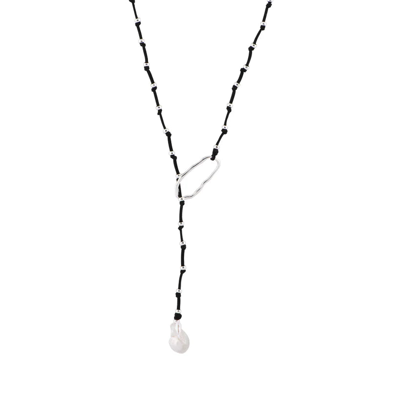 Carina - Adjustable Suede and Freshwater Pearl Baroque Necklace