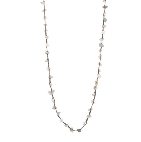 Crochet Stone and Freshwater Pearl Necklace