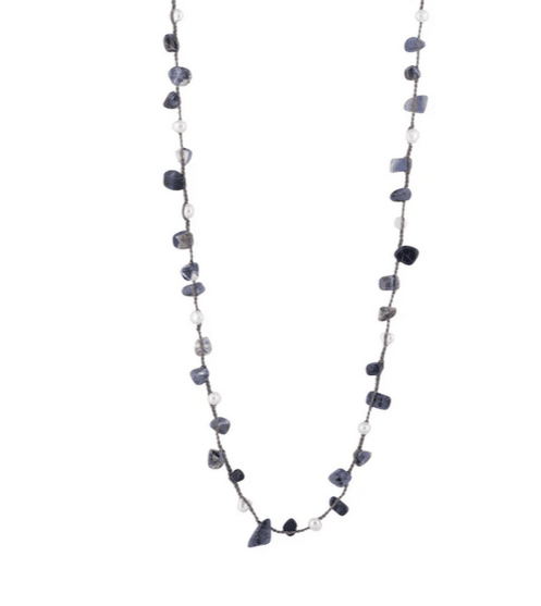 Crochet Stone and Freshwater Pearl Necklace