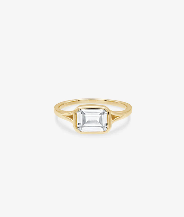 Shashi Emerald Baguette Bezel Ring