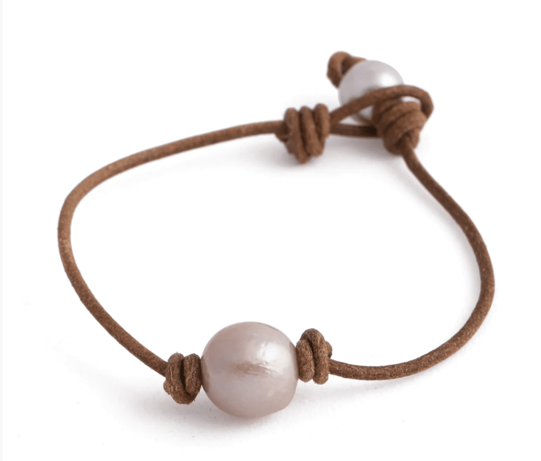 Diane Y. Tigris Pearl Leather Bracelet