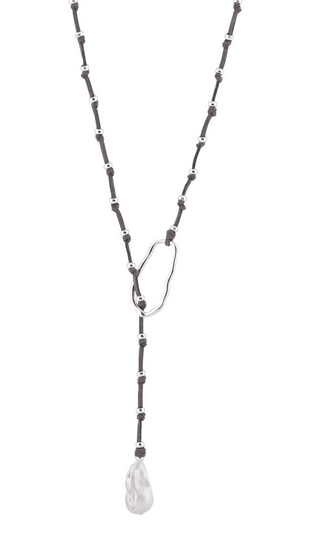 Leather and Pearl Baroque Necklace