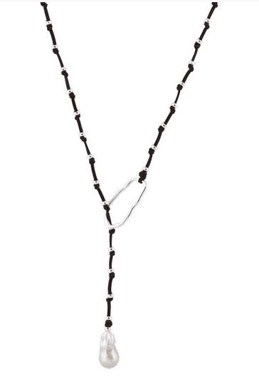 Leather and Pearl Baroque Necklace
