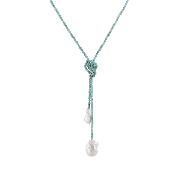 Diane Y. Lucy Pearl Baroque Lariat Necklace